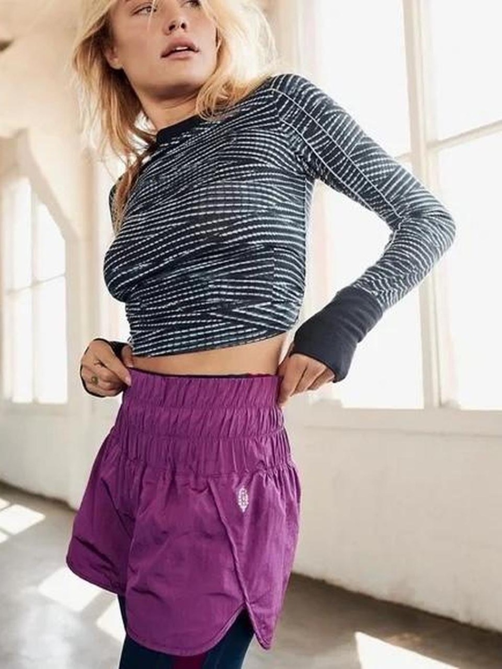 FP Movement by Free People Way Home Shorts Large Fuschia Magenta Purple